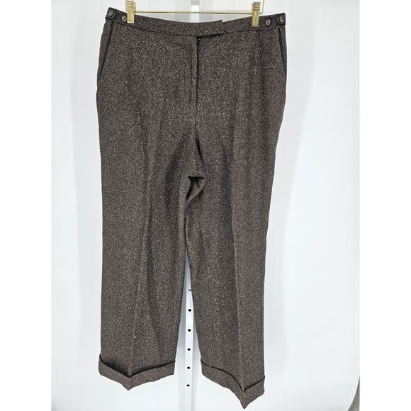 David N Women's Brown Wool Blend Straight Leg Classic Trousers Size 14 - Picture 1 of 6